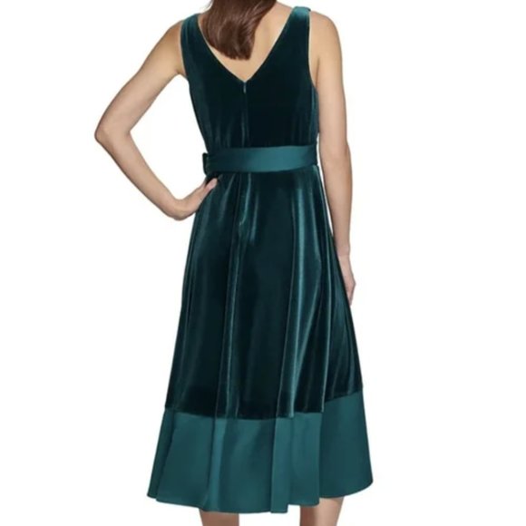 DKNY Black Velvet Satin Trim Dress black size 12 - Picture 3 of 8